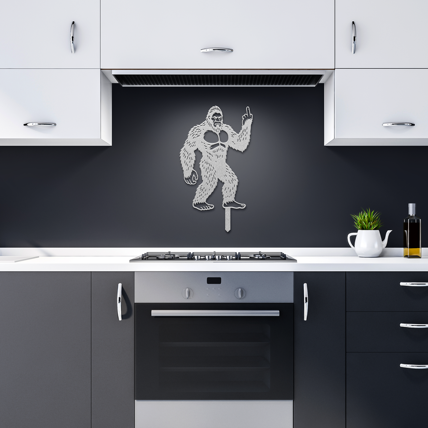 Bigfoot_Metal_Garden_Stake_Flipping_Off__Silver_Dark_Kitchen_Mockup.png