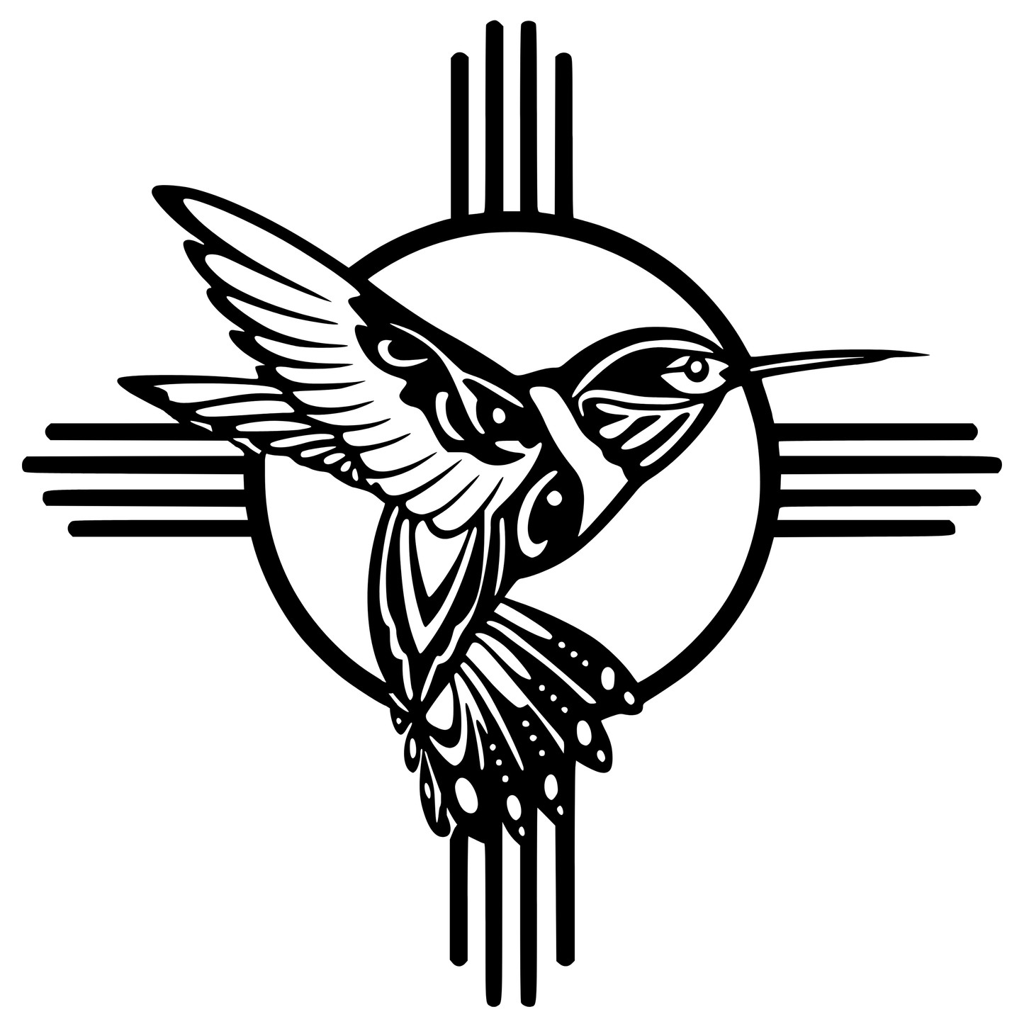 Southwest Hummingbird Native American Style Metal Sign