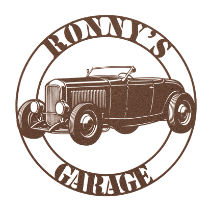 Personalized 1932 hot rod convertible metal sign