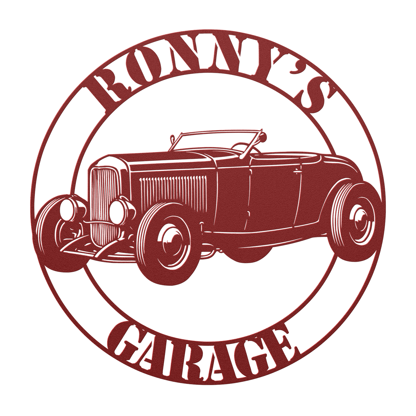 Durable powder-coated convertible hot rod wall art