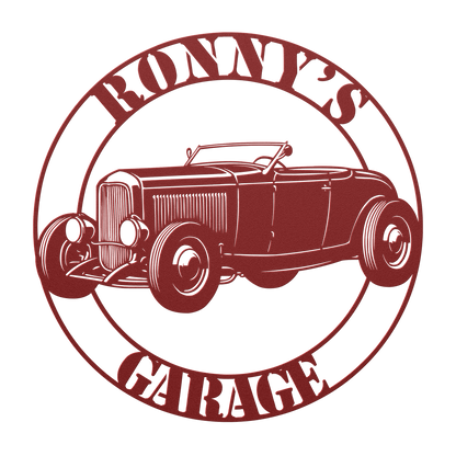 Durable powder-coated convertible hot rod wall art