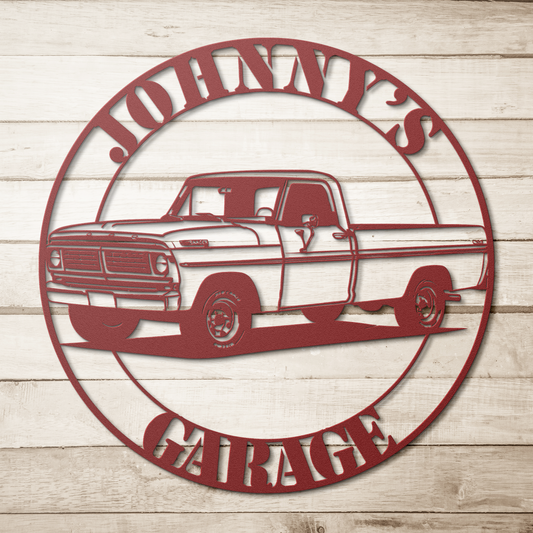 1970 american pickup truck metal wall art