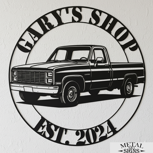 1984 Chevy C10 metal wall art