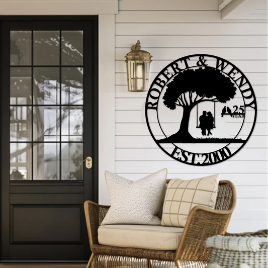 Personalized anniversary gift for parents metal sign