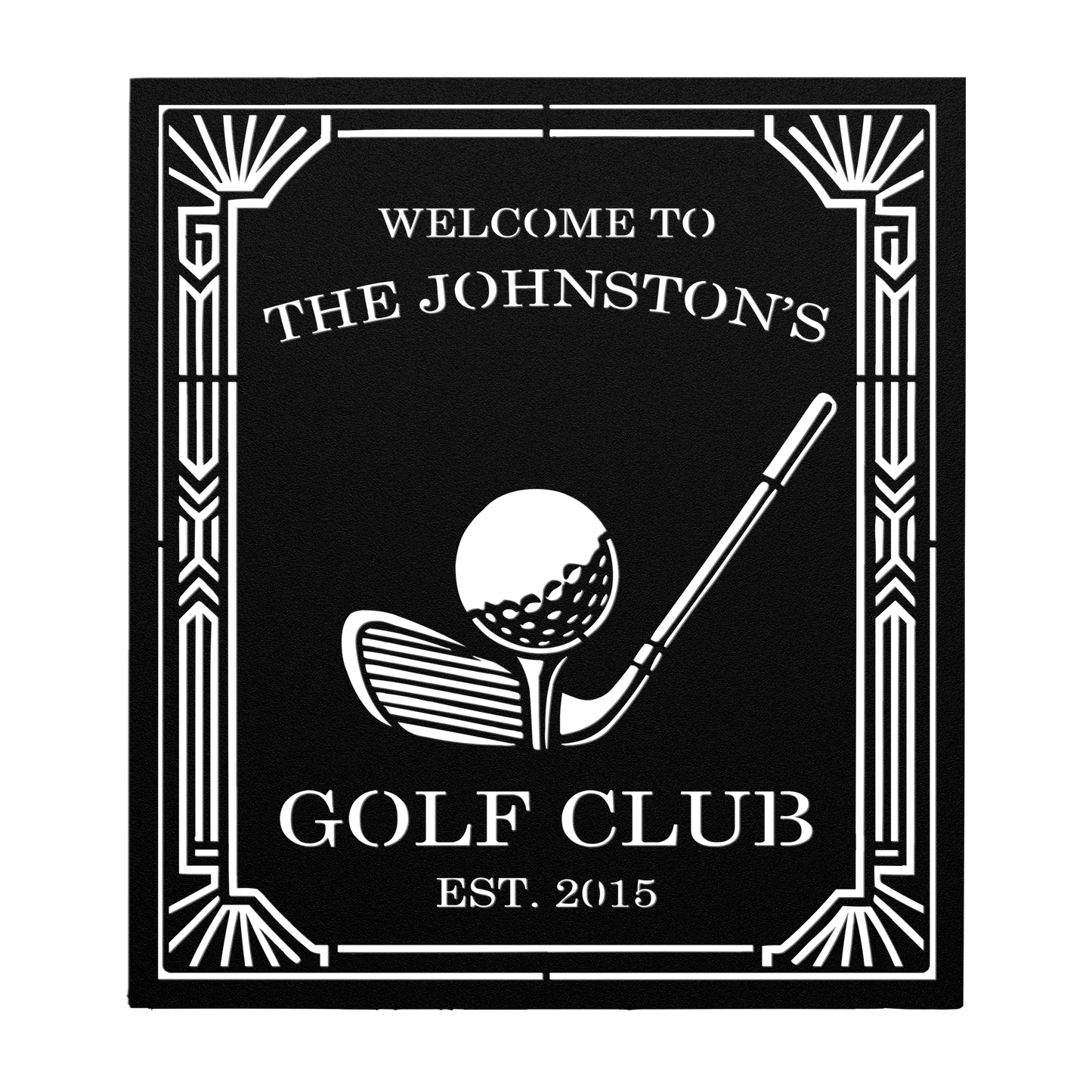 Art Deco golf club custom metal wall sign
