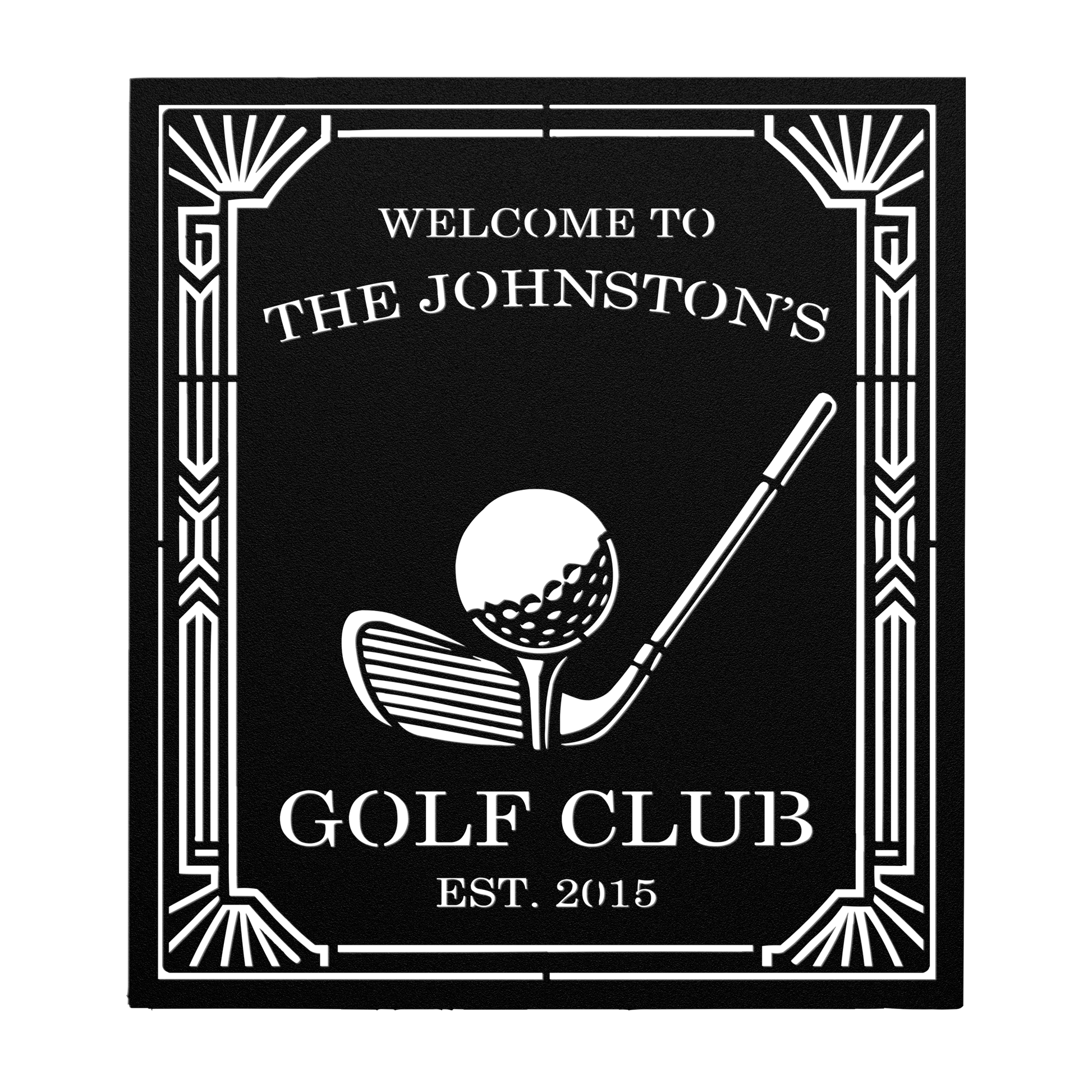 Art Deco golf club custom metal wall sign