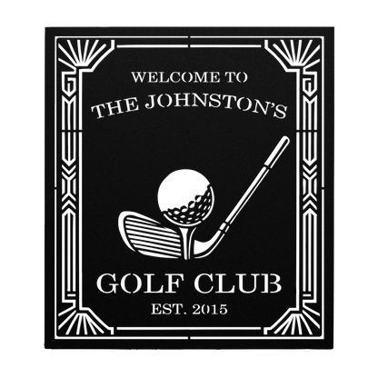 Art Deco golf club custom metal wall sign