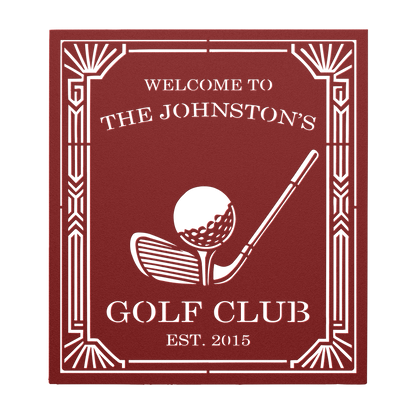 Elegant Art Deco golf club personalized wall art