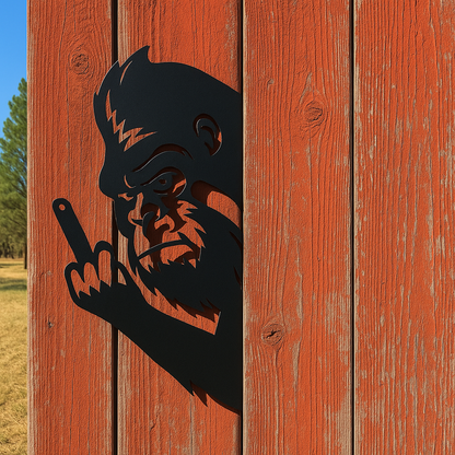 Outdoor cabin wall art with Bigfoot design