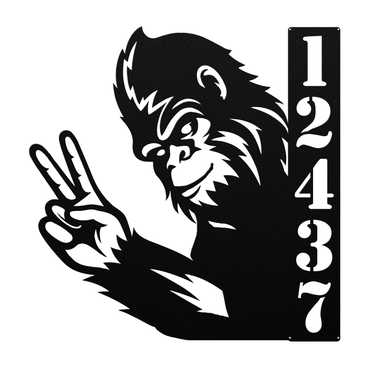 Bigfoot peace custom metal address sign for cabins