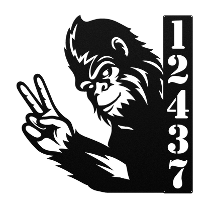 Bigfoot peace custom metal address sign for cabins