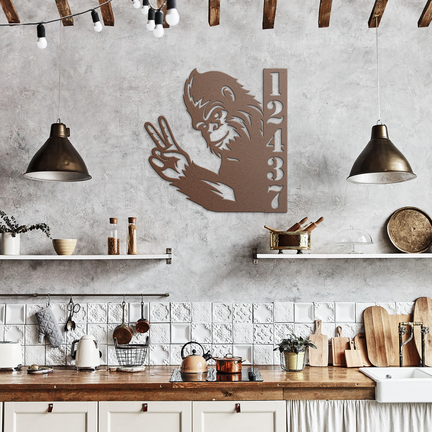Bigfoot_Peace_Custom_Address_Sign__Pers_Copper_Rustic_Kitchen_Mockup.png