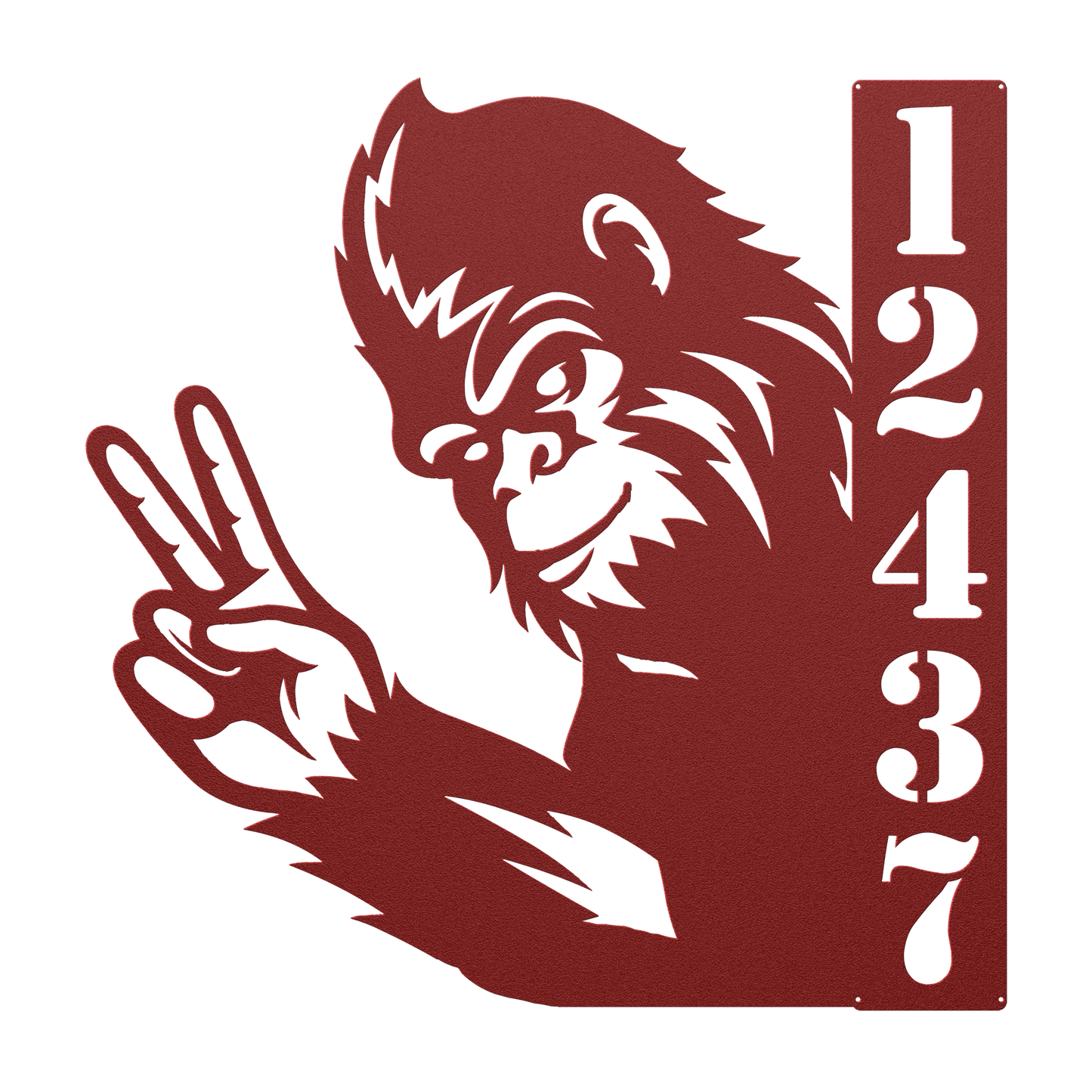 Outdoor steel Bigfoot address marker for home
