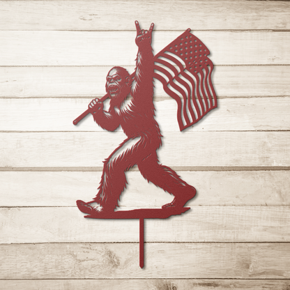 sasquatch garden metal sign