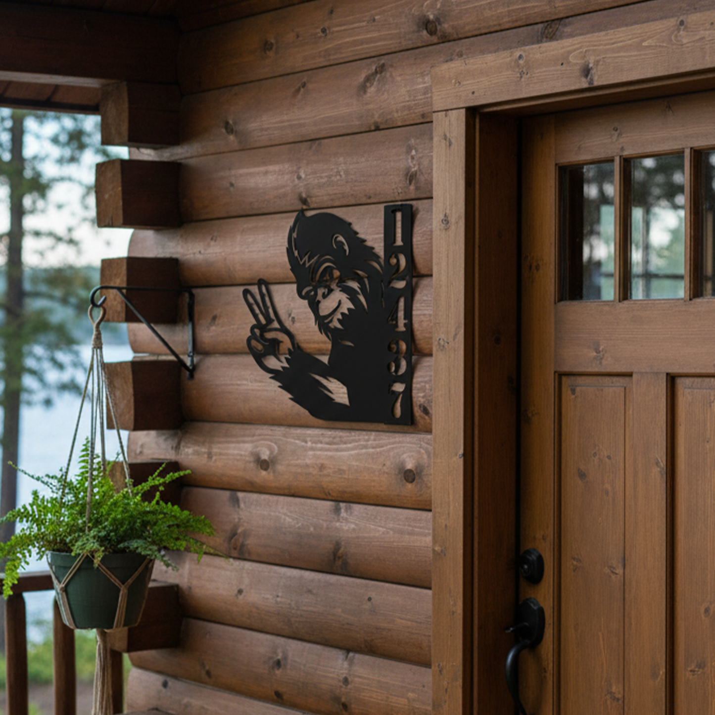 Rustic Bigfoot house number plaque made in USA