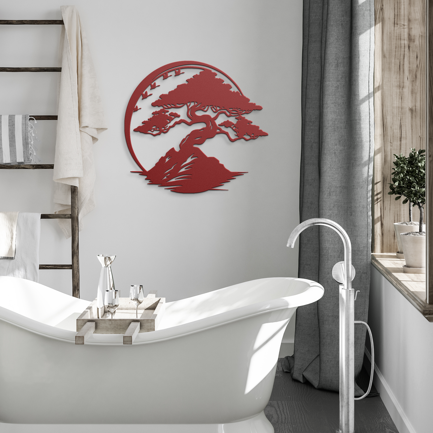 Bonsai_Tree_Enso_Circle_Japandi_Wall_Art_Red_Modern_Bathroom_Mockup.png
