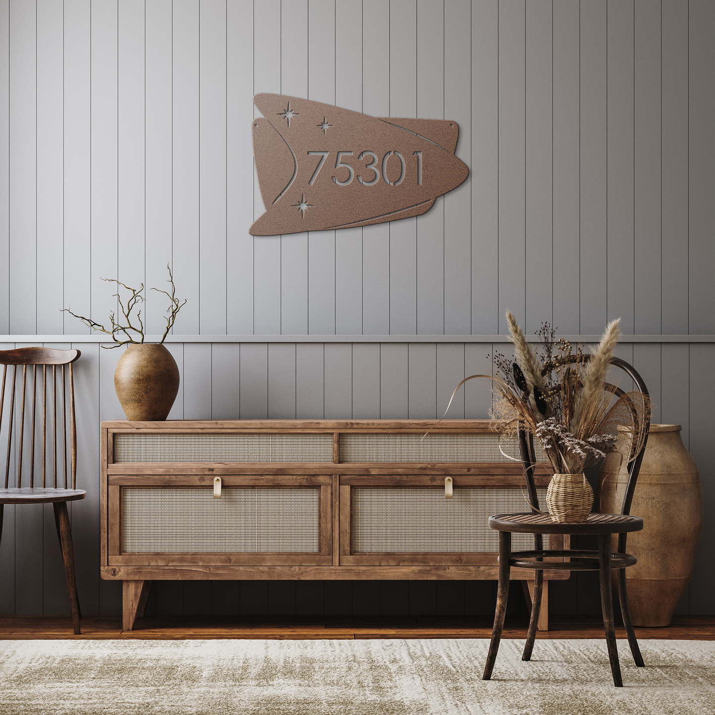 Boomerang_Address_Sign__Atomic_Mid-Cent_Copper_Rustic_Hallway_Mockup.png