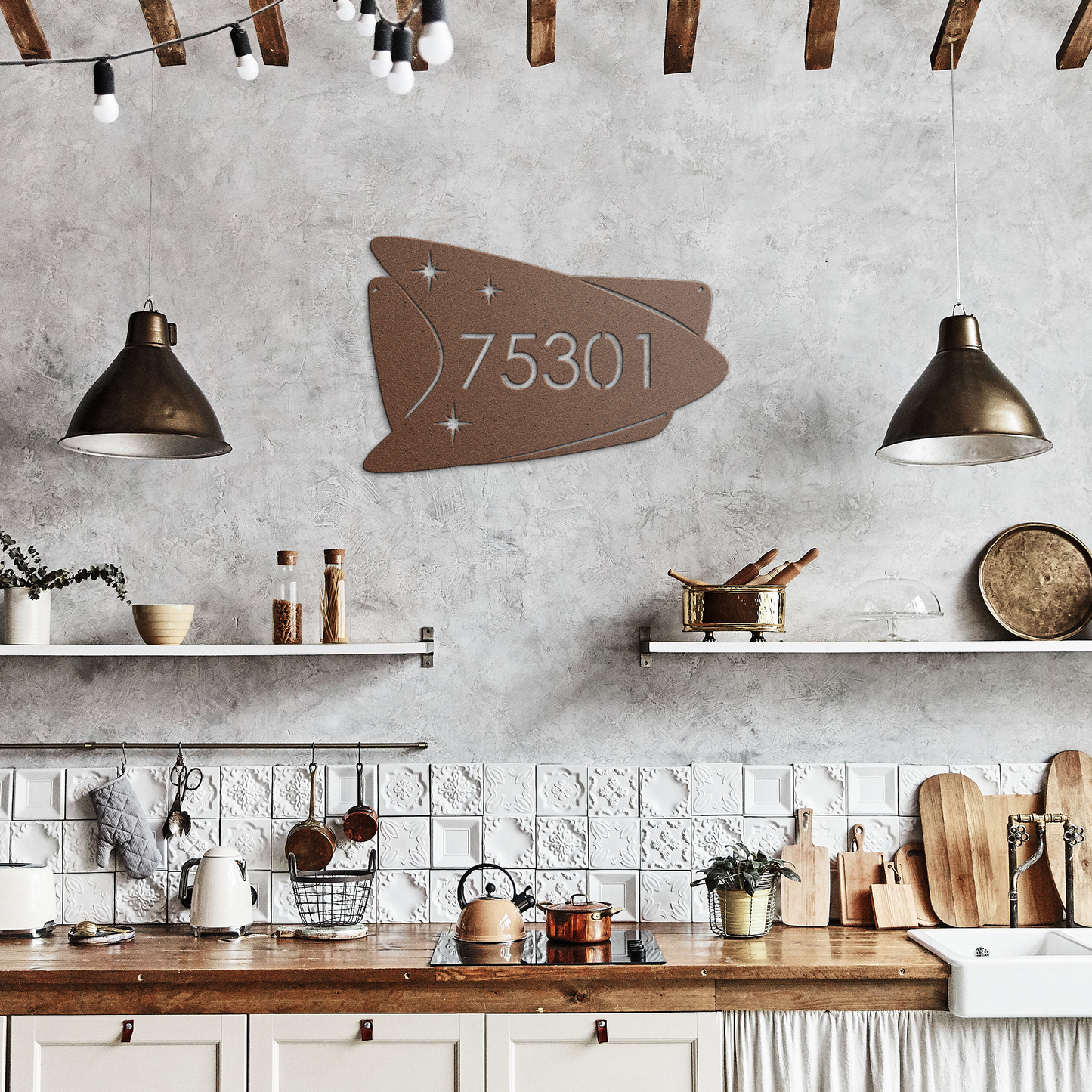 Boomerang_Address_Sign__Atomic_Mid-Cent_Copper_Rustic_Kitchen_Mockup.png