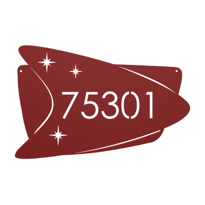 Outdoor boomerang house number wall art
