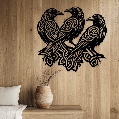 Celtic ravens tribal inspired metal wall art