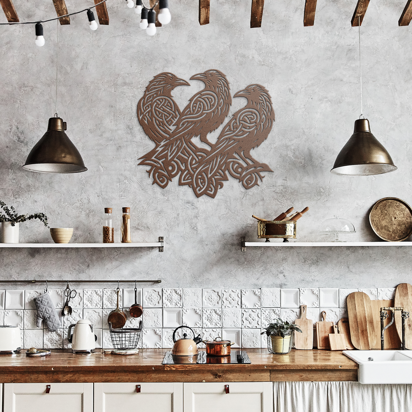 Celtic_Ravens_Metal_Wall_Art__Custom_Tr_Copper_Rustic_Kitchen_Mockup.png