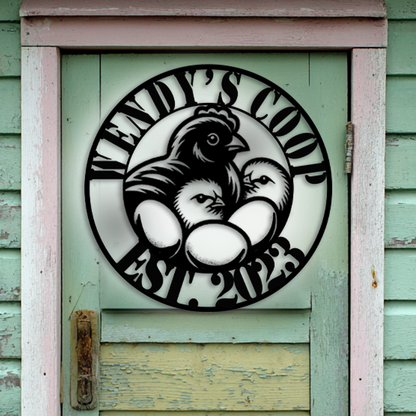 Custom hen house metal sign