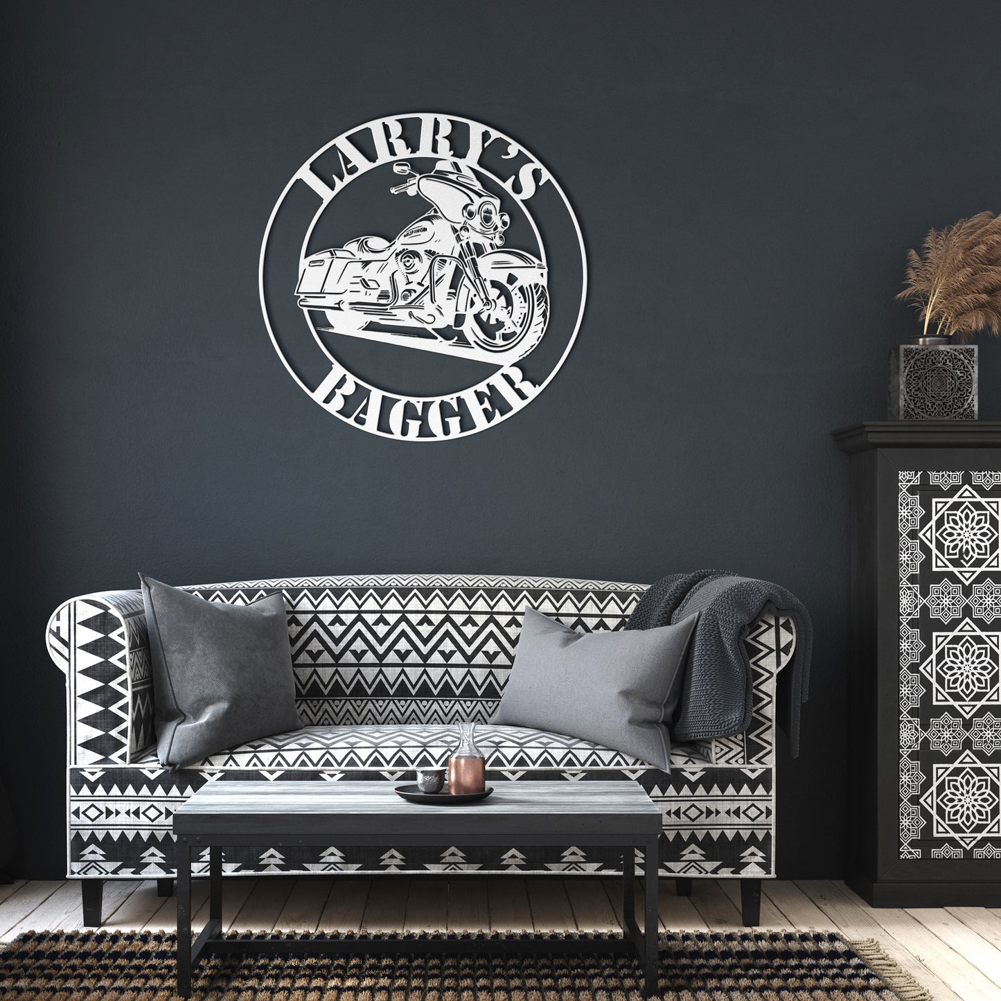 Classic Harley Davidson Motorcycle Bagger Style Metal Wall Art