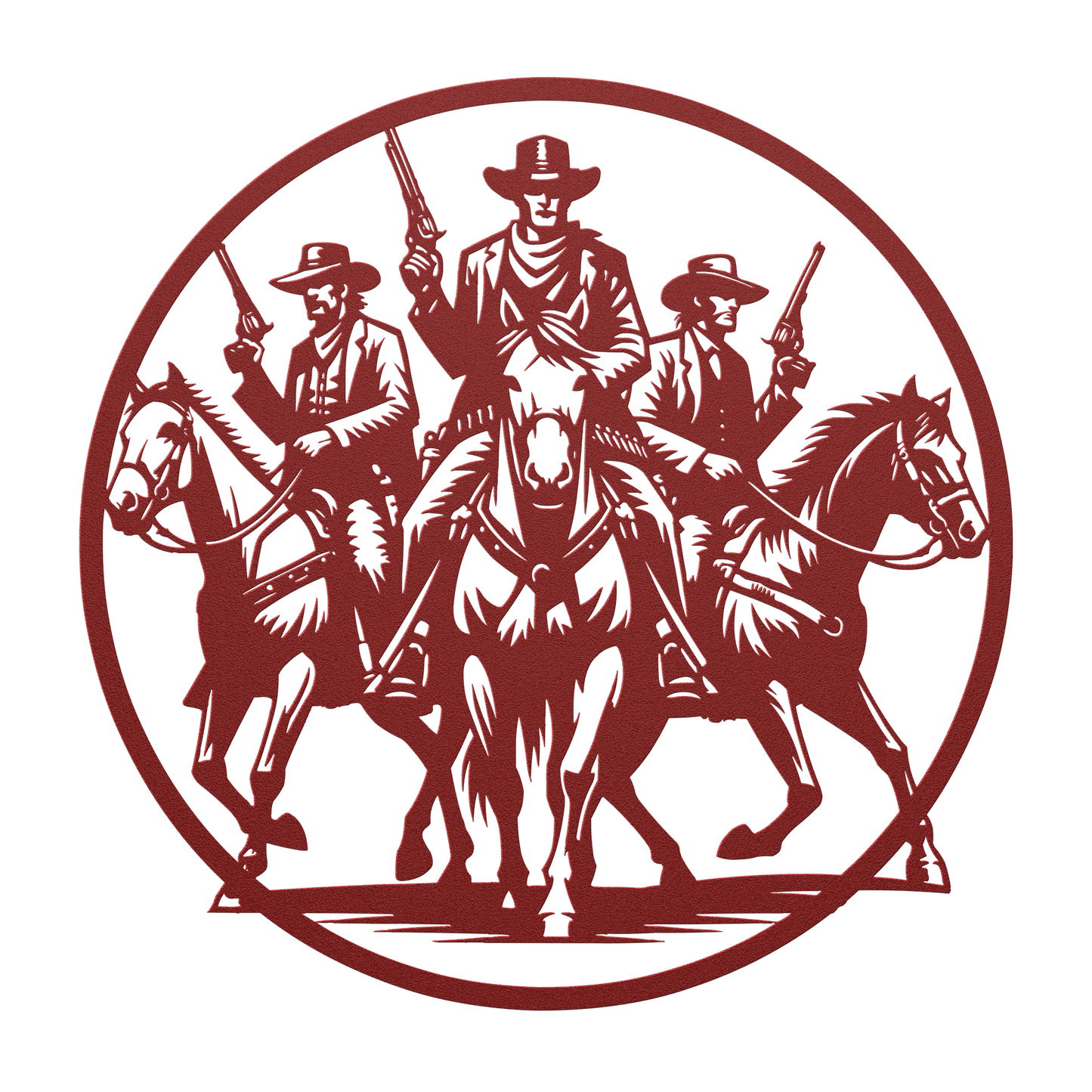 Rustic Western cowboy posse metal plaque – durable outdoor wall art