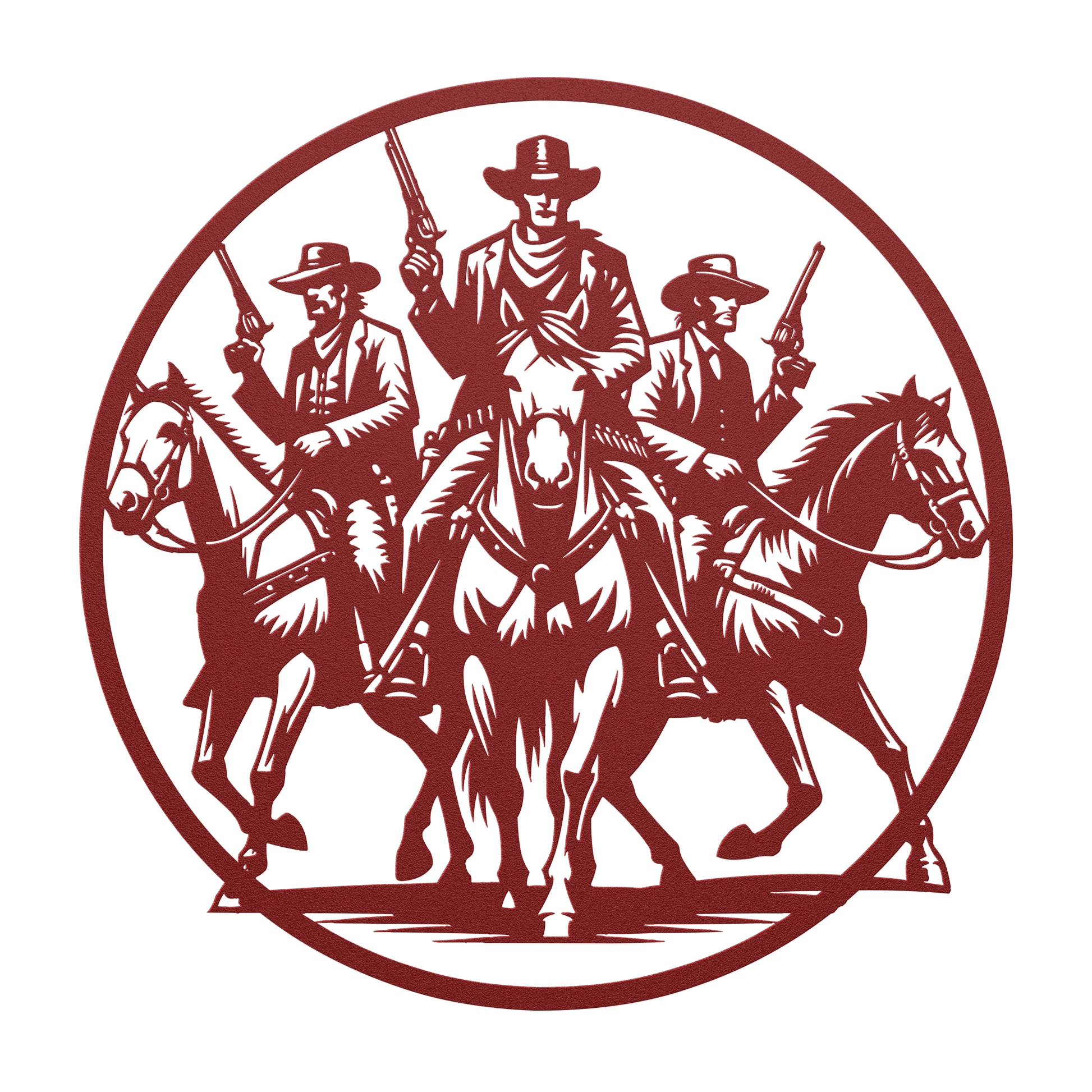 Rustic Western cowboy posse metal plaque – durable outdoor wall art