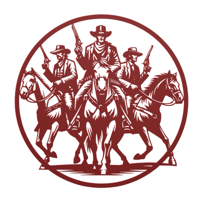 Rustic Western cowboy posse metal plaque – durable outdoor wall art