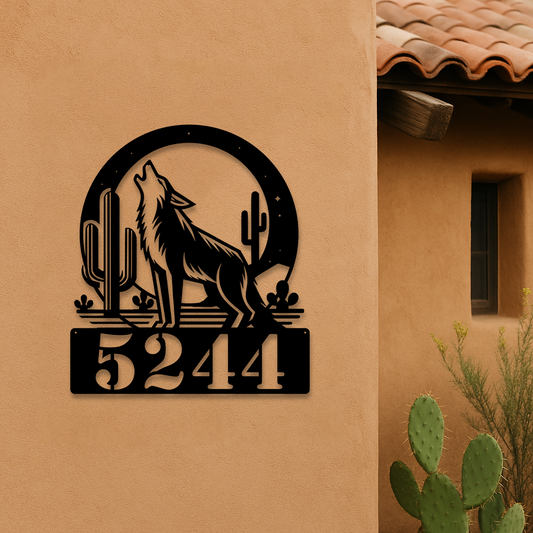 Desert Moon Coyote Metal Decor | Custom Metal Sign | Personalized Address Sign