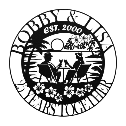 Elegant steel family name anniversary decor