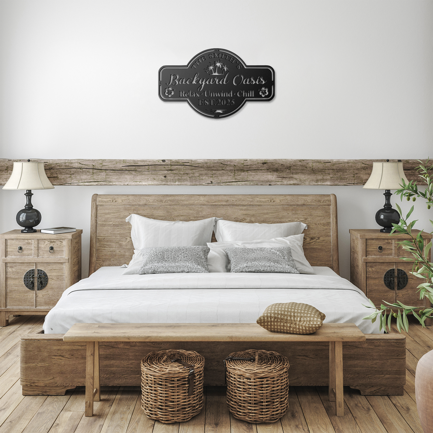 Custom_Backyard_Oasis_Metal_Sign_Persona_Black_Farmhouse_Bedroom_Mockup.png