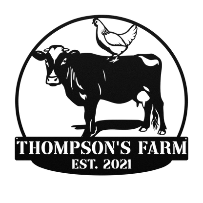 Farmhouse chicken decor metal wall hanging