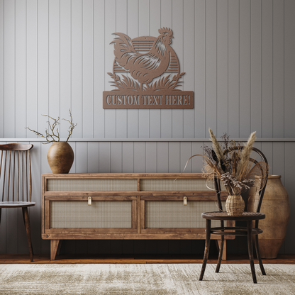 Custom_Chicken_Farm_Metal_Sign__Perso_Copper_Rustic_Hallway_Mockup.png