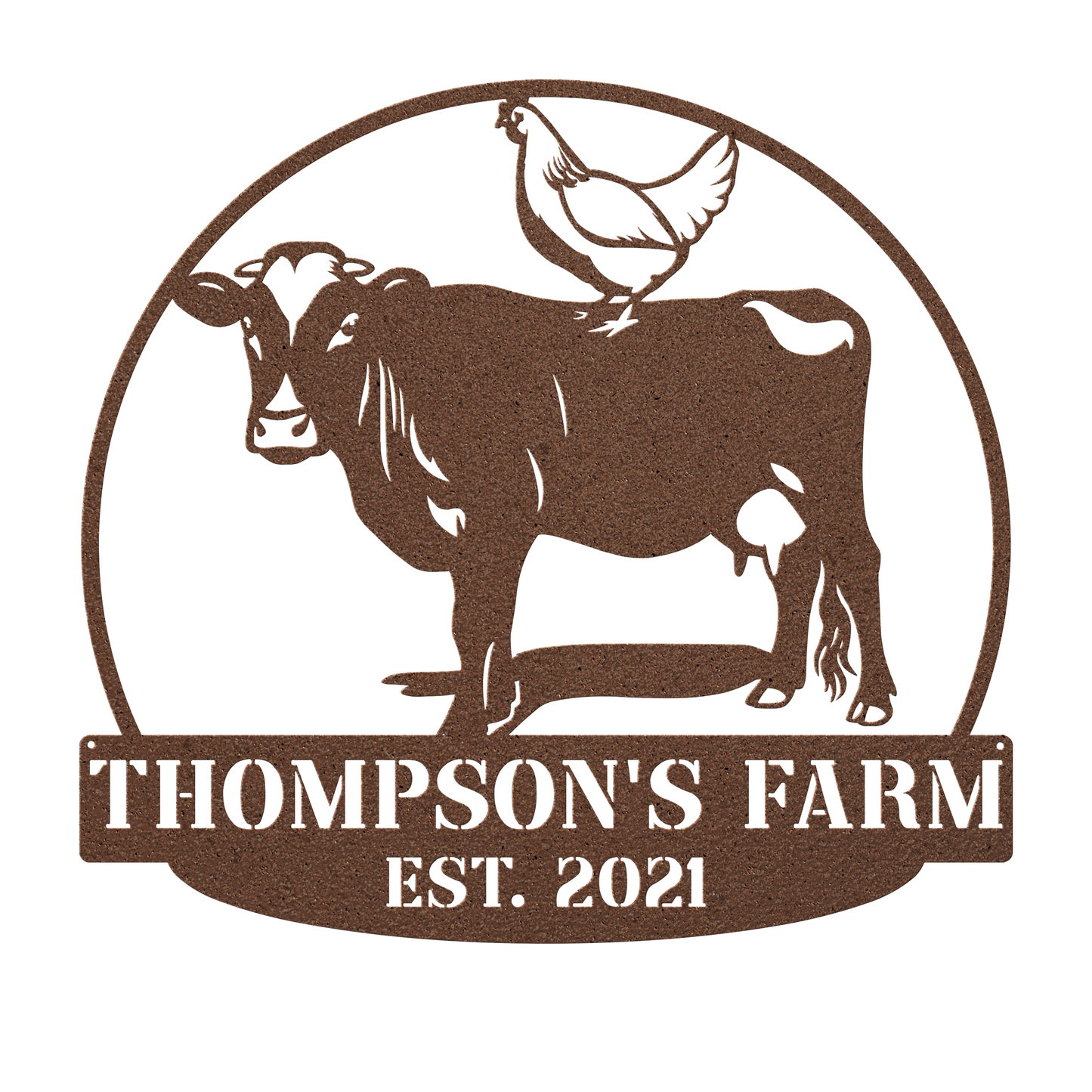 Custom chicken farm metal sign with personalized text