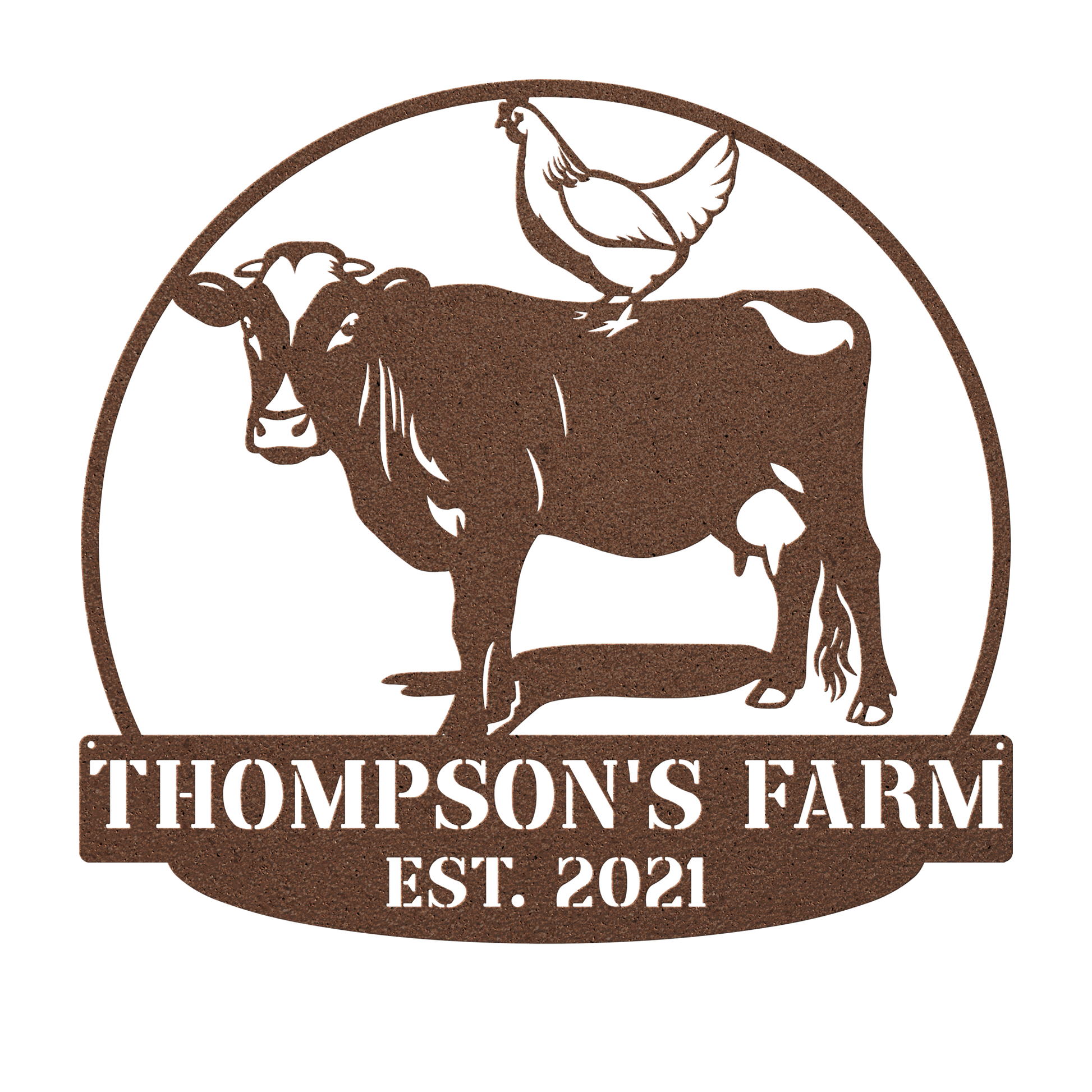 Custom chicken farm metal sign with personalized text