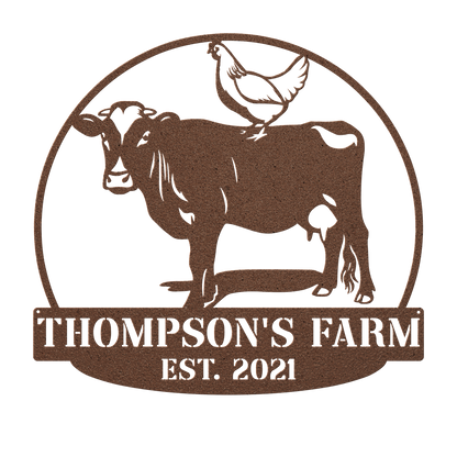 Custom chicken farm metal sign with personalized text