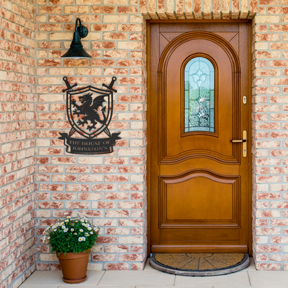Custom_Family_Dragon_Crest_Metal_Sign___Black_Brick_Entrance_Mockup.png
