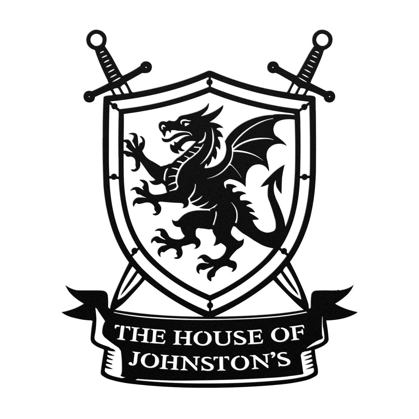 Custom family dragon crest metal wall art