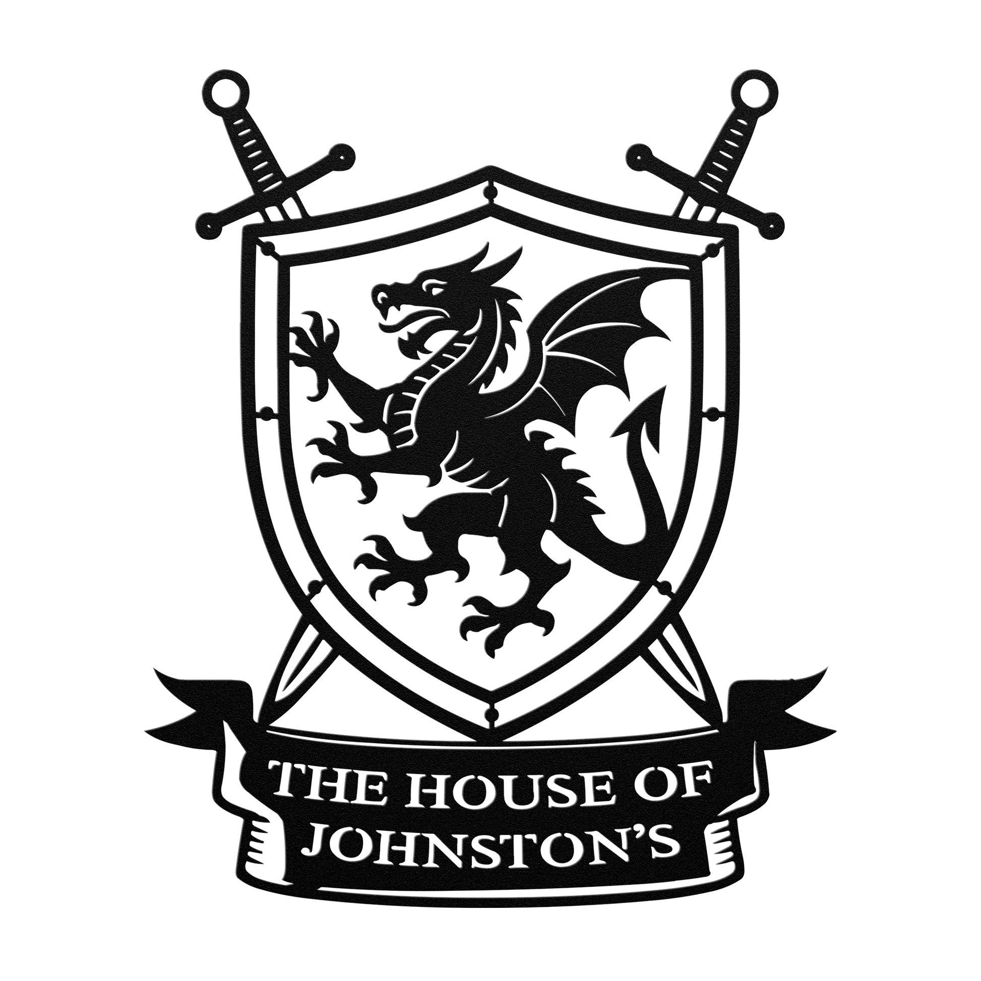 Custom family dragon crest metal wall art