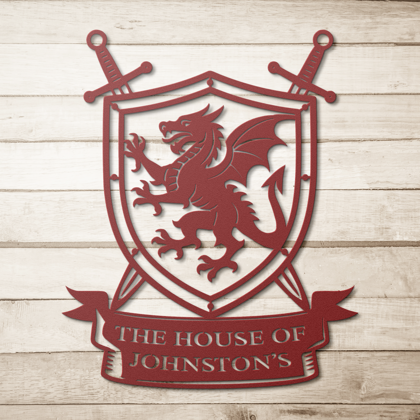 Personalized medieval dragon steel wall decor