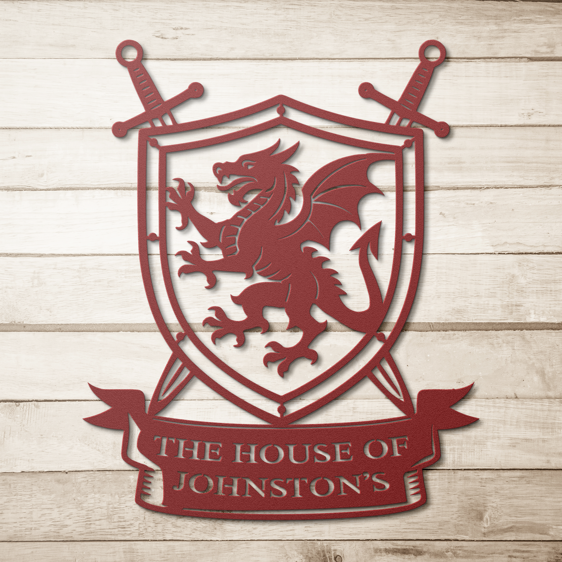 Personalized medieval dragon steel wall decor