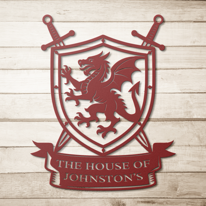 Personalized medieval dragon steel wall decor