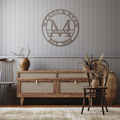 Custom_Family_Name_Metal_Monogram_Sign__Copper_Rustic_Hallway_Mockup.png