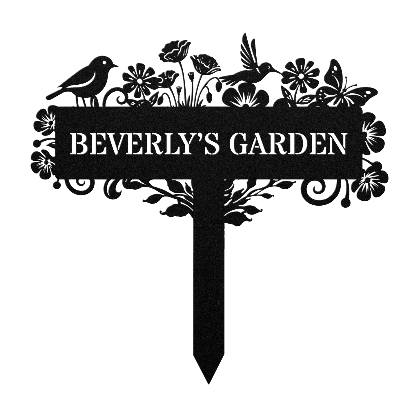 Rustic bird steel garden sign