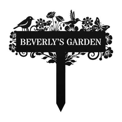 Rustic bird steel garden sign
