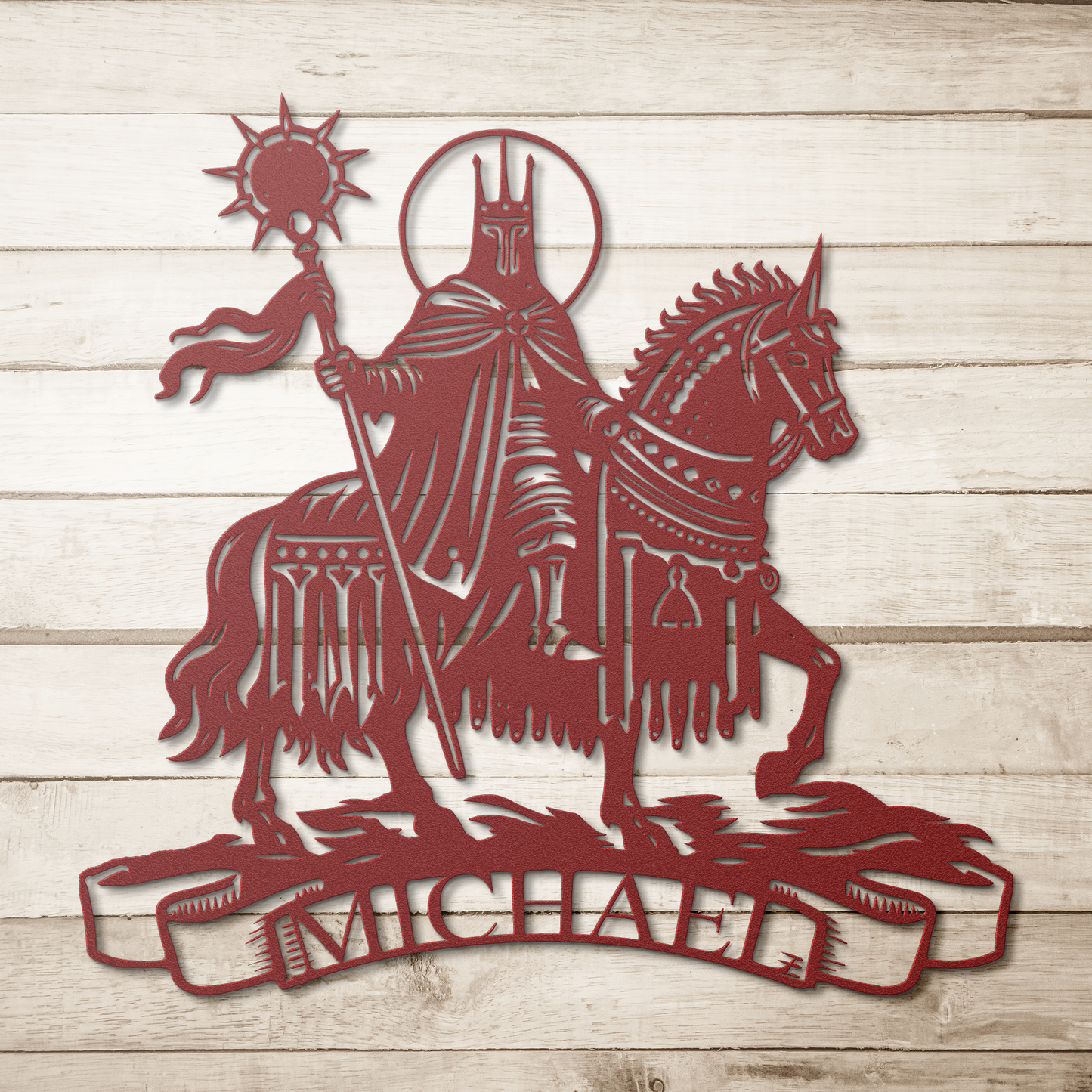 Fantasy banner crest steel wall decor equestrian