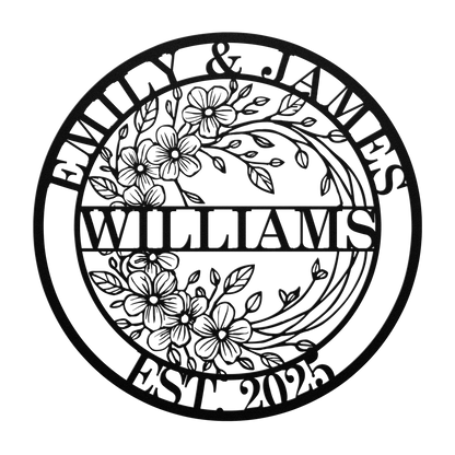 Rustic farmhouse family initial metal wall art