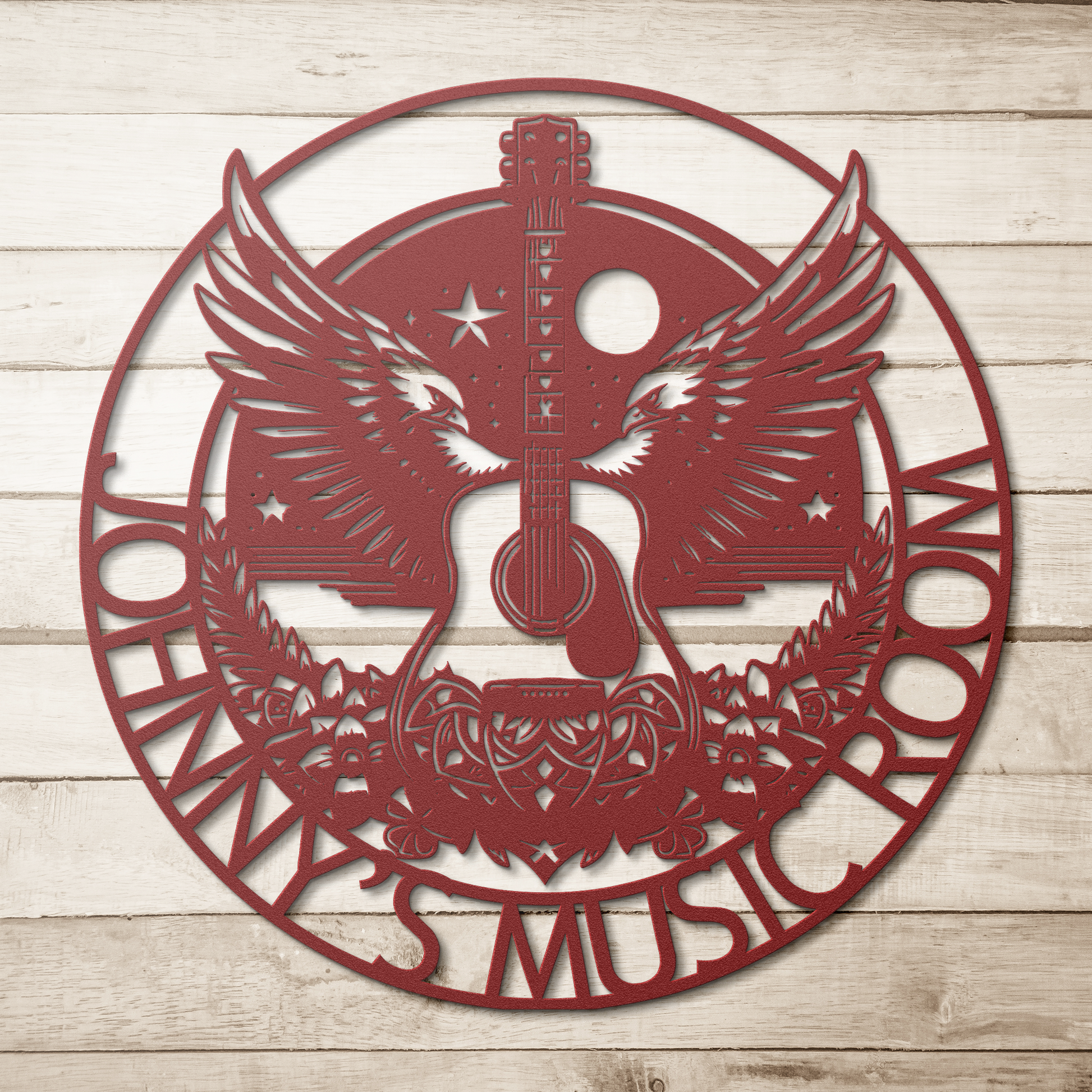 Custom_Music_Room_Metal_Sign__Acoustic__Red_Simple_Wood_BKGD_Mockup.png